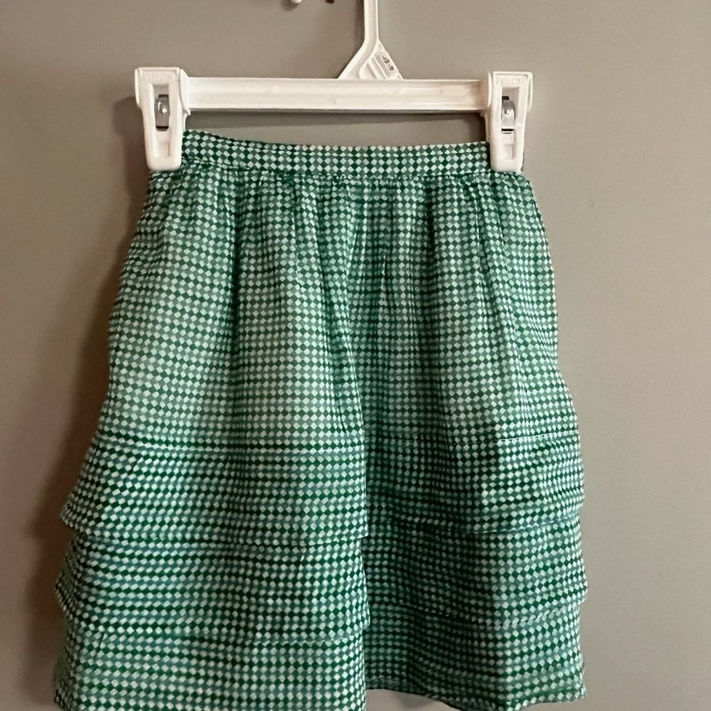 EUC Girls' Crewcuts Green ruffle Skirt 6/7